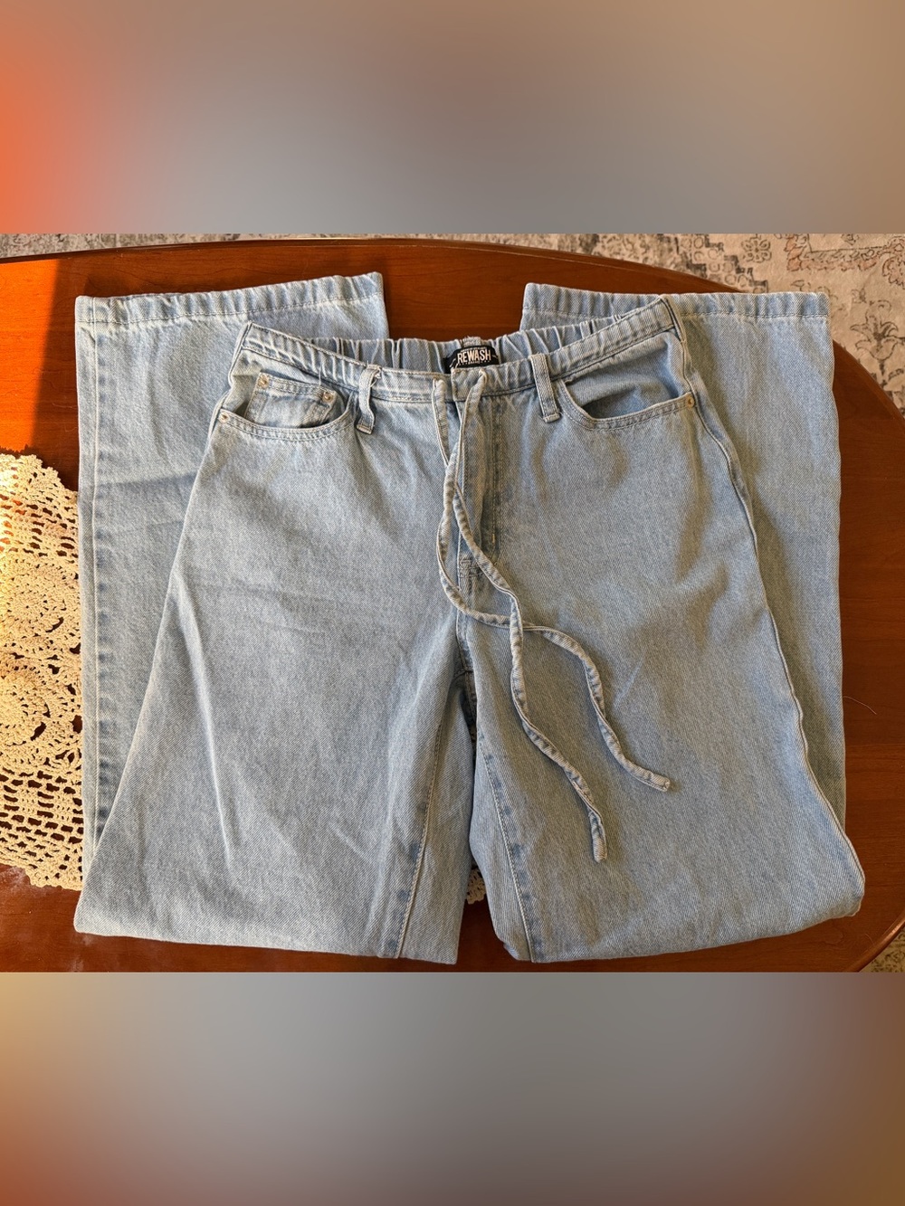 Rewash Light Blue Flare Jeans with Drawstring